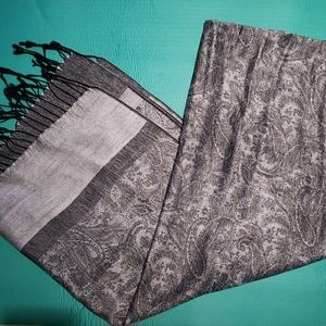 Black grey pashmina style scarf